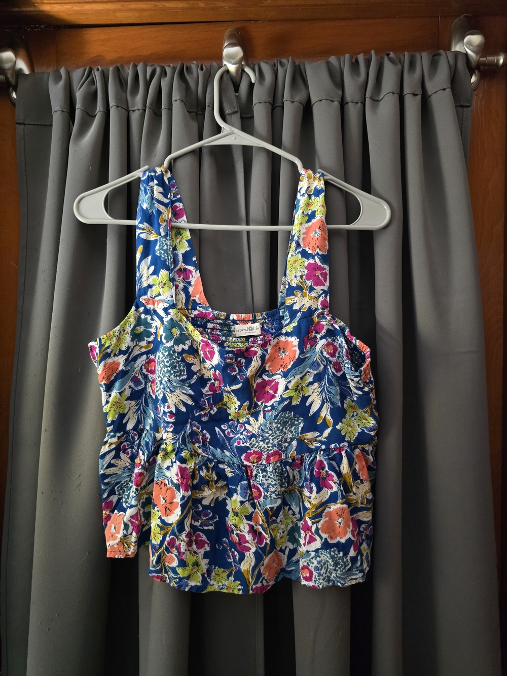 Size Large Natural LifeBlue Floral Tank Top Camisole